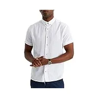 leif nelson chemise en lin pour homme à manches courtes/chemise en lin pour les loisirs et le travail/mélange de lin et de coton/coupe droite, blanc., l
