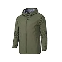 youthup blouson homme coupe-vent à capuche imperméable veste a capuche hommes en veste de pluie, vert-268, xl