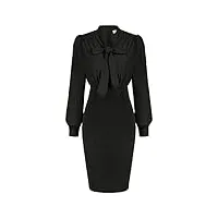 grace karin robe crayon femme manche longue vintage robe noir pour cocktail soirée chic et elegant style 50s 60s noir -3 l