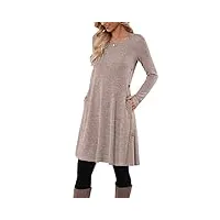 molerani robe pull pour femme à manches longues robe tunique boutonnée décontractée avec poches café xl