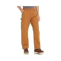 carhartt pantalon isotherme en toile de canard délavée, coupe ample d'utilité professionnelle, marron, taille l hauteur homme