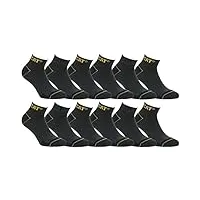 caterpillar 12 paires chaussettes travail sneaker hommes prévention des accidents talon et pointe renforcées coton (gris, 43-46)