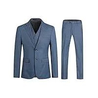 allthemen costume homme 3 pièces mariage à carreaux blazer casual slim fit ajusté veste pour d'affaires #631 bleu l