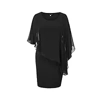 hanna nikole robe en mousseline de soie élégante grande taille pour femme robe crayon extensible noir xxl