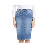 esteez jupe en jean pour femme - longueur genou - extensible - poches - plaid - melrose, vintage classique, 34