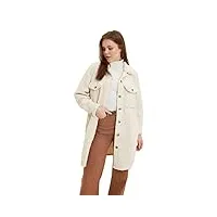 trendyol damen modest oversize basic plain webstoff winterjacke manteau, beige, 42 aux femmes