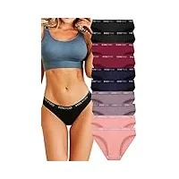 finetoo slips coton femmes sous-vêtements respirants logo culottes sport shorties sexy ceinture bikini lingerie multi-pack lot de 10 s-xl