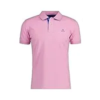 gant contrast collar pique ss rugger polo, bright pink, s homme