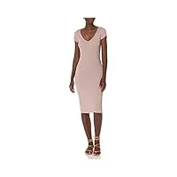 guess essential lynx robe pull midi à manches courtes pour femme, taupe chic, taille s