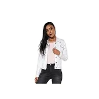 nina carter j212 veste demi-saison en jean pour femme effet délavé léger veste décontractée en denim, blanc (j212-2), m