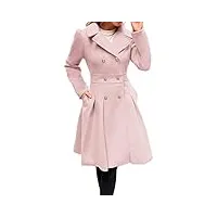 grace karin femme manteau manches longues double bouton revers d'hiver d'hiver veste chaude style décontracté outwear rose clair xl cl0977a21-05