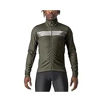castelli double-3 jacket veste, military green/silver reflex, xxl hommes