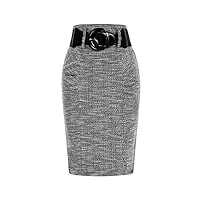belle poque jupe crayon rétro années 50 pour femme - costume de saint-valentin - taille haute - jupe moulante avec ceinture - automne, noir , xl