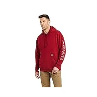 ariat rebar pull à capuche à col roulé sweater, rouge (rio), xl homme