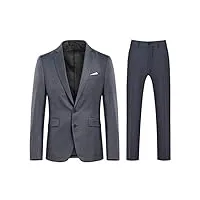 allthemen costume homme d'affaires 2 pièces casual à deux boutons pour mariage (blazer + pantalon) gris m