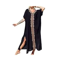 snyemio robe de plage caftan femme grande taille kaftan floral maxi longue tunique bohème boho eté, couleur 42, taille unique