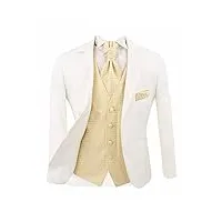 costume blanc de communion pour garçons, avec gilet doré, chemise, cravate, coupe sur mesure, ensemble de 6 pièces pour confirmation, baptême, mariage, âge 10 années