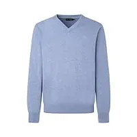 hackett london cotton silk crew pull-over, chambray, m homme