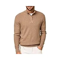 hackett london micro sq stitch hzip pull-over, taupe, m homme
