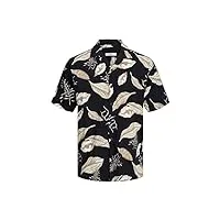 jack & jones jprblatropic resort t-shirt s/s relax sn chemise, noir/imprimé : ss23, l homme