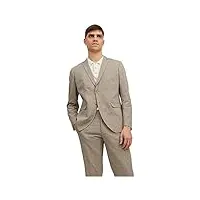jack & jones jprriviera linen blazer slim fit sn veste de costume, beige/coupe : coupe ajustée, 46 homme