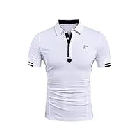 coofandy hommes blanc polo à manches courtes en coton polo t shirts casual slim fit basic tennis polos tee (blanc xl)