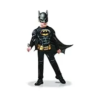 rubies - dc officiel - batman - déguisement luxe enfant édition batman 80 ans noir - taille 3-4 ans - costume avec combinaison matelassée,demi ceinture, cape détachable et masque inclus