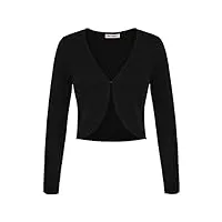grace karin gilets tricots femmes court ouvert à agrafe chic gilet cardigan manche longue hiver chaud elegant noir -1 m