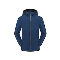 misfuso blouson homme veste de pluie windbreaker outdoor manteaux imperméable bleu foncé m