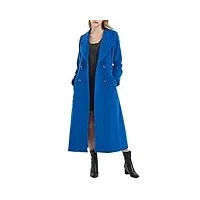 plaerpener manteau long élégant en laine cachemire à double boutonnage pour femme, bleu marine, 38