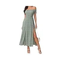 coloody femme robe longue casual imprimé fleurie mode ete chic maxi robe green s