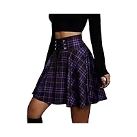 kojooin jupe d'halloween pour femme - mini jupe plissée - robe gothique - taille haute - robe de cosplay - ligne a à lacets (emballage multidirection), raisin, xxl