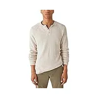 lucky brand pull henley doux sweater, paille chinée, s homme