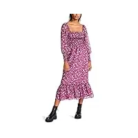 betsey johnson wildflower ditsy robe midi en mousseline imprimée smockée, magenta, taille xl