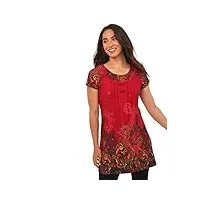 joe browns tunique à imprimé cachemire avec bordure florale chemise, rouge, 36 femme