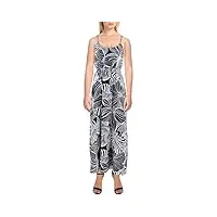 anne klein robe longue imprimée en mousseline de soie pour femme, noir/blanc, taille xs
