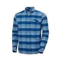 helly hansen classic check pull-over blue fog plaid m