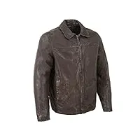 milwaukee leather vintage sfm1804 veste zippée pour homme, marron, col de chemise, taille 4xl, xxxxl