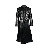 fashion_first matrix neo keanu reeves costume gothique steampunk pour homme noir, manteau en cuir noir., xl