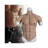 jintaoma body de poitrine musculaire en silicone à encolure haute pour homme cosplay costume mâle faux poitrine body réaliste simulation muscles pour halloween,dark-l