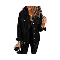 shownicer femme veste en jean vintage coloré blouson en jean mi-saison manches longues noir xl