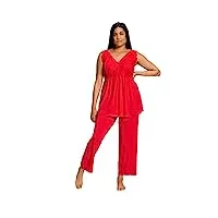 ulla popken pyjama avec dentelle ensemble de pijama, salsa, 56-58 femme