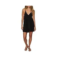 o'neill robe de plage courte à bretelles spaghetti et col en v pour femme, noir | saltwater solids avery, taille s