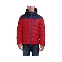 nautica veste imperméable pour homme à manches longues avec fermeture éclair et capuche réglable, red/navy, medium
