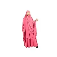 ensemble de vêtements de prière hijab pour femmes musulmanes, ensemble long kimar, jilbab abaya, couverture complète, robe du ramadan, niqab, musulman, rose, taille l