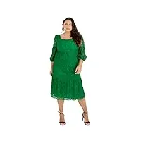 lovedrobe robe d'été à manches longues et col carré pour femme vert grande taille, 46
