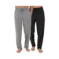 fruit of the loom pantalon de nuit en tricot jersey de tailles étendues (1 et 2 paquets) bas de pyjama, Ébène/chiné cendré, 2xl tall homme