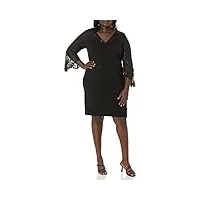 alex evenings robe droite courte pour femme avec détails illusion ornés, dentelle noire, 54 plus