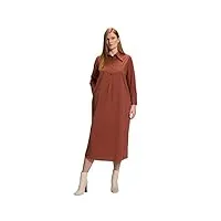 ulla popken femme grandes tailles robe chemisier marron brique 50+ 809531330-50+