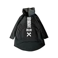 yony sweat hommes oversize hoodies longue cape hip hop gothique outwear streetwear manteau harajuku style homme tops-noir,xl